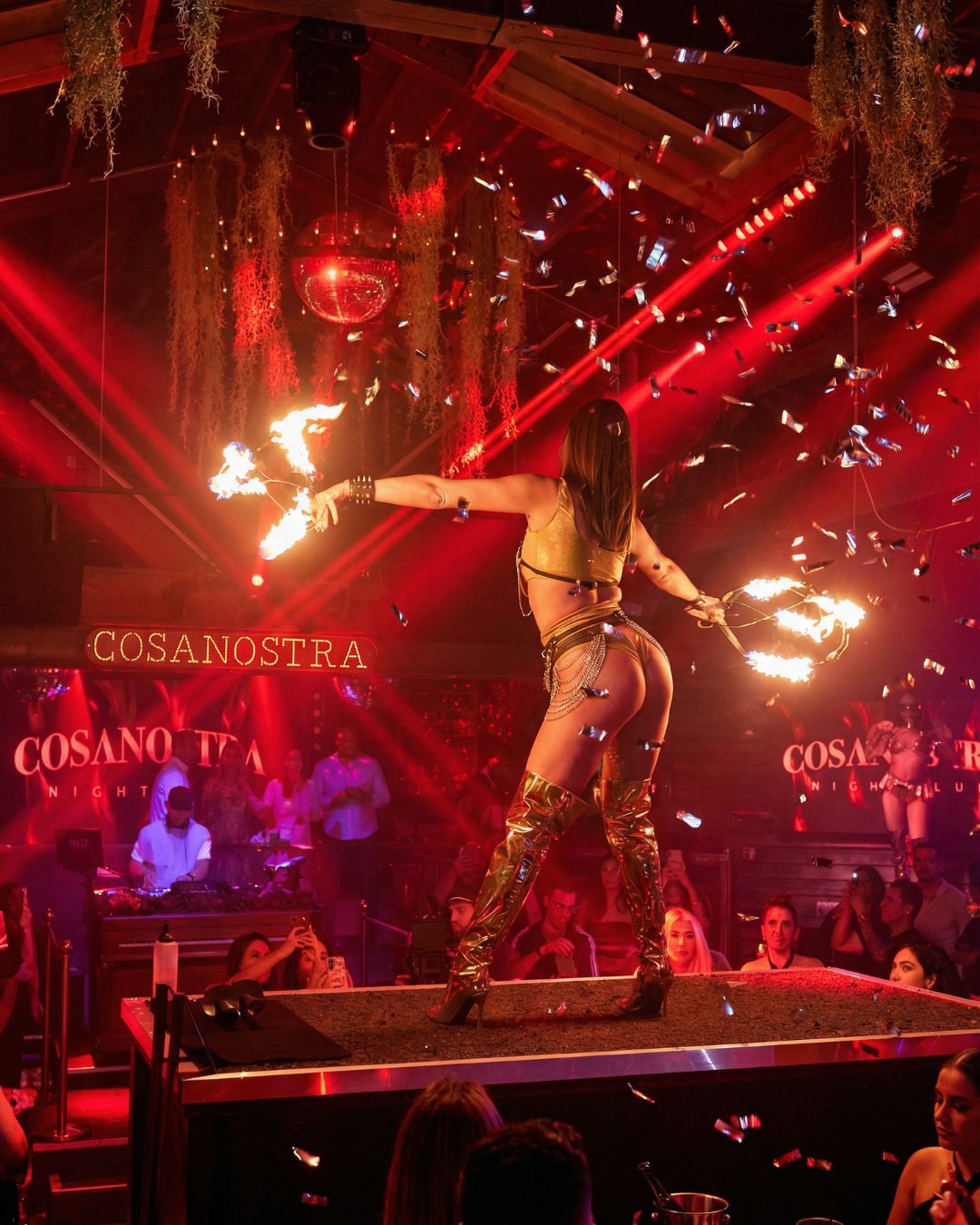 Flames live performer at Cosanostra Miami