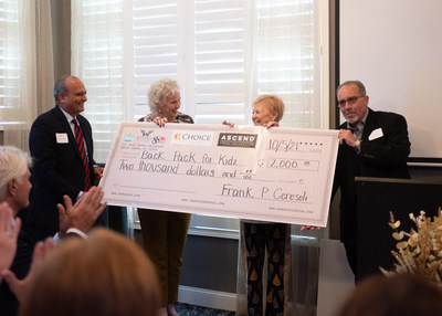 From left to right: Ketan Vora, founding partner, Edgewater Group; Janis Cannon, senior vice president, upscale brands, Choice Hotels; Jolene Mowry, president and founder, Back Pack Kidz; Frank Ceresoli, general manager, Wyvern Hotel, Ascend Hotel Collection.