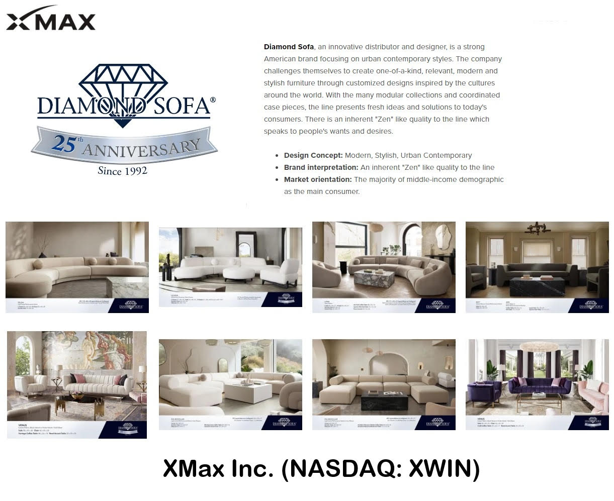 XMax, Inc. (NASDAQ: XWIN) Diamond Sofa